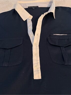 Navy Blue Contrast-Trim Men's Shirt by Daniel Hechter